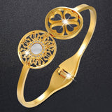 Bullion Gold Artistic Floral Hinged Bangle