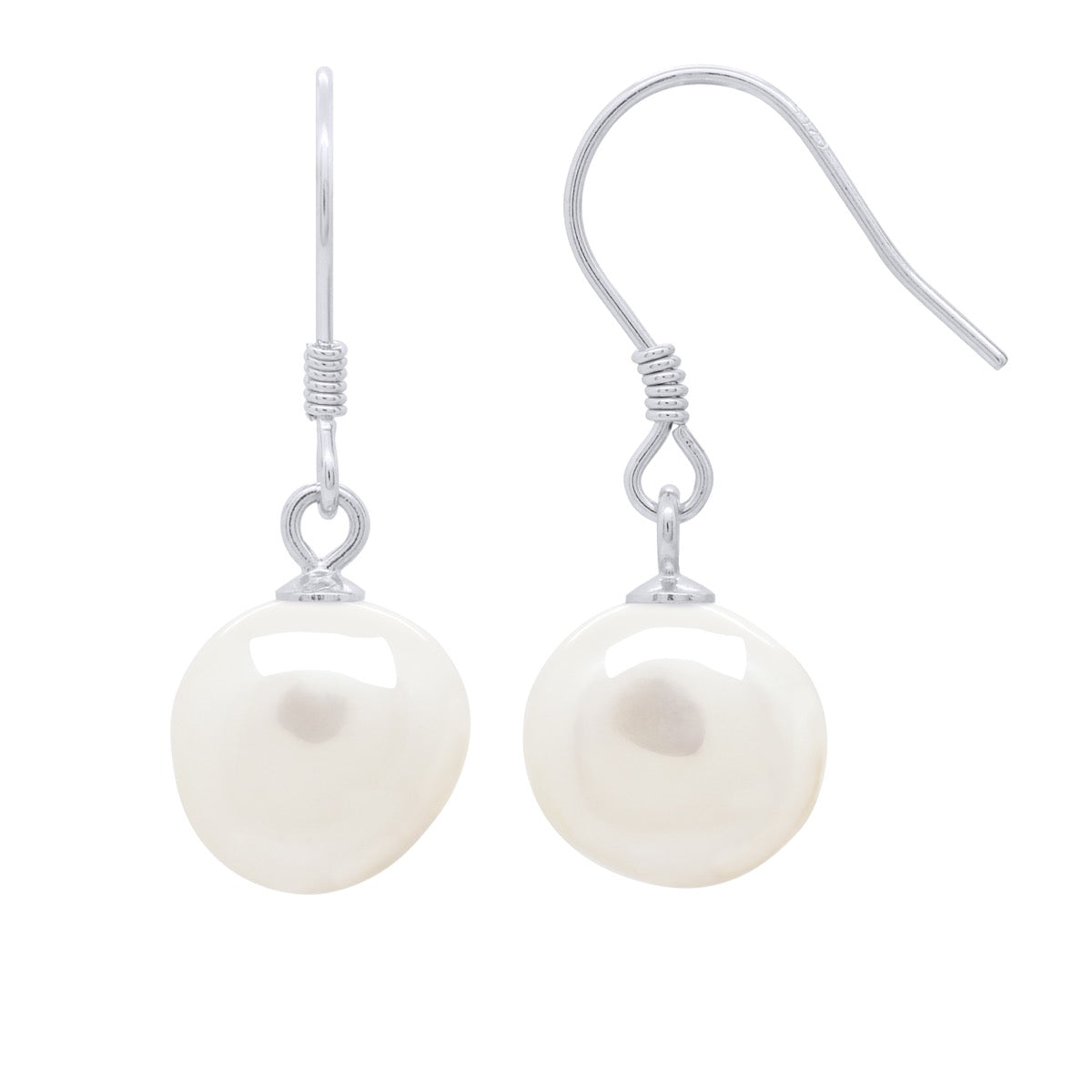 Hanging Earrings Real Cultured Freshwater Pearls Baroque 10-11 mm - Natural White - Longueur 18 cm