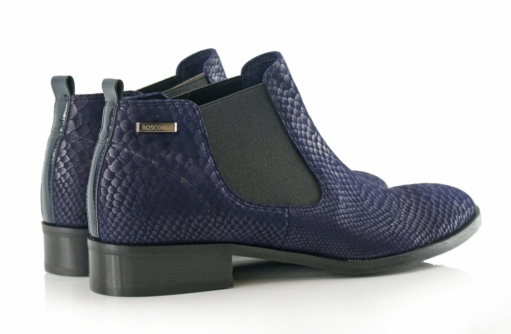 Bosccolo Womens Ankle Boots Aligator - Navy Blue Aligator