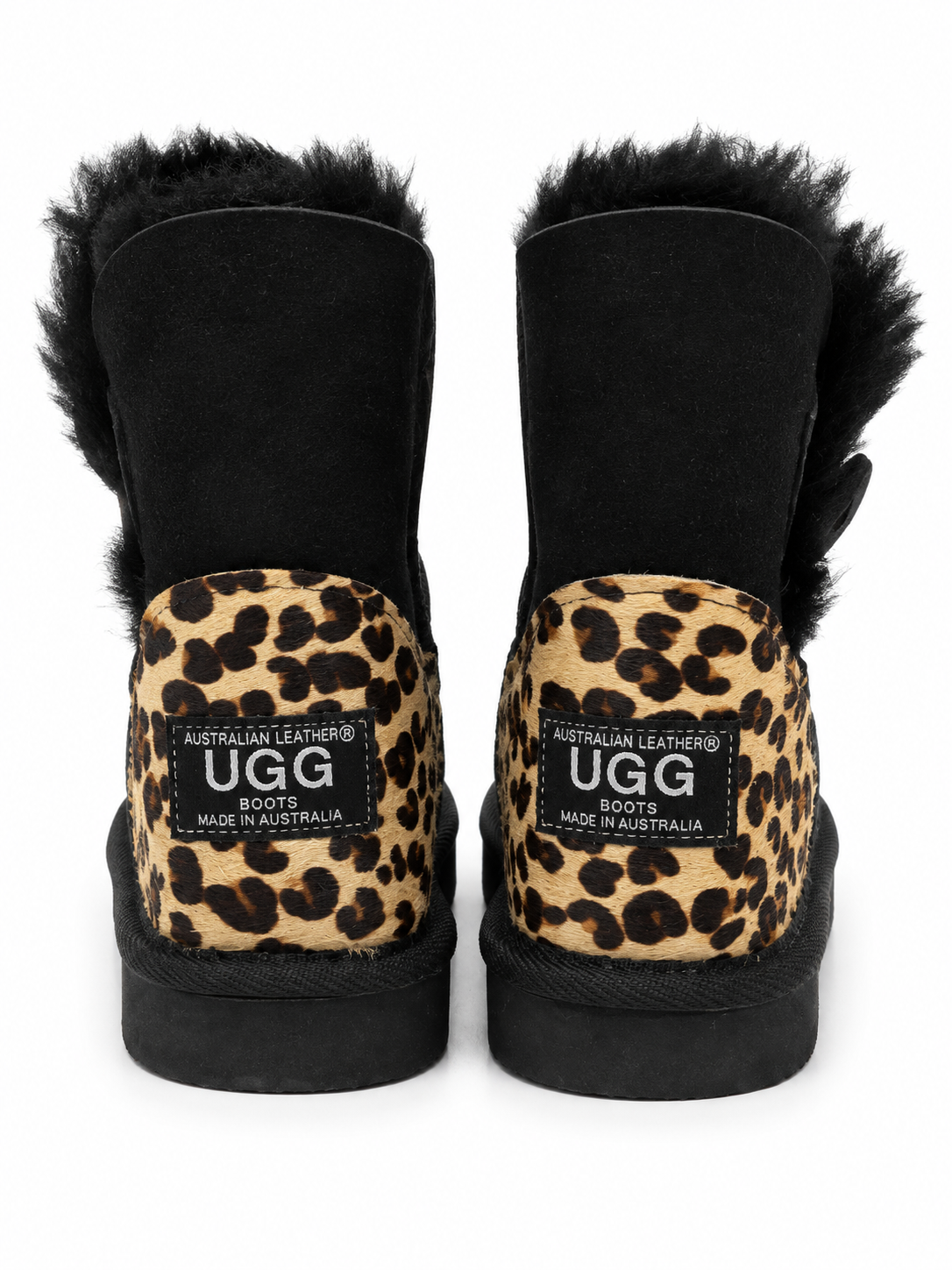 Australian Leather Ugg Leopard 1Button - Black - AU6