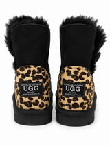 Australian Leather Ugg Leopard 1Button - Black - AU6