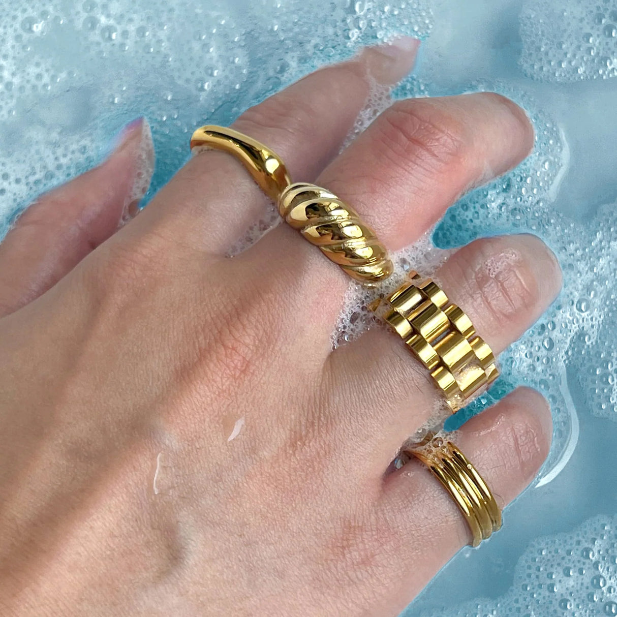 Bullion Gold Triad Circular Gleam Radiant Gold Layered Ring