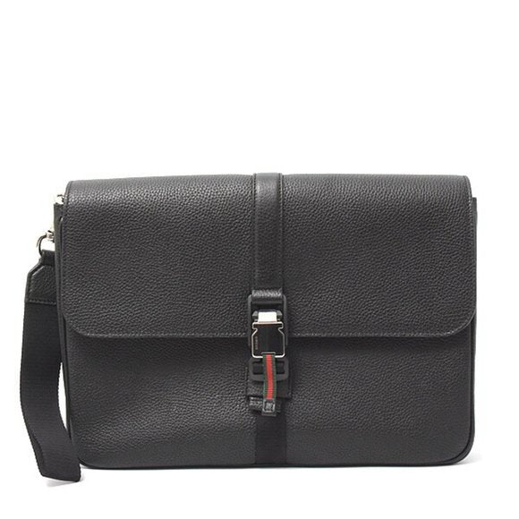 Gucci Business Mens Leather Laptop Clutch Bag - Black