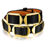 Genuine Cow Leather Wrap Bracelet With 18K Gold Buckle