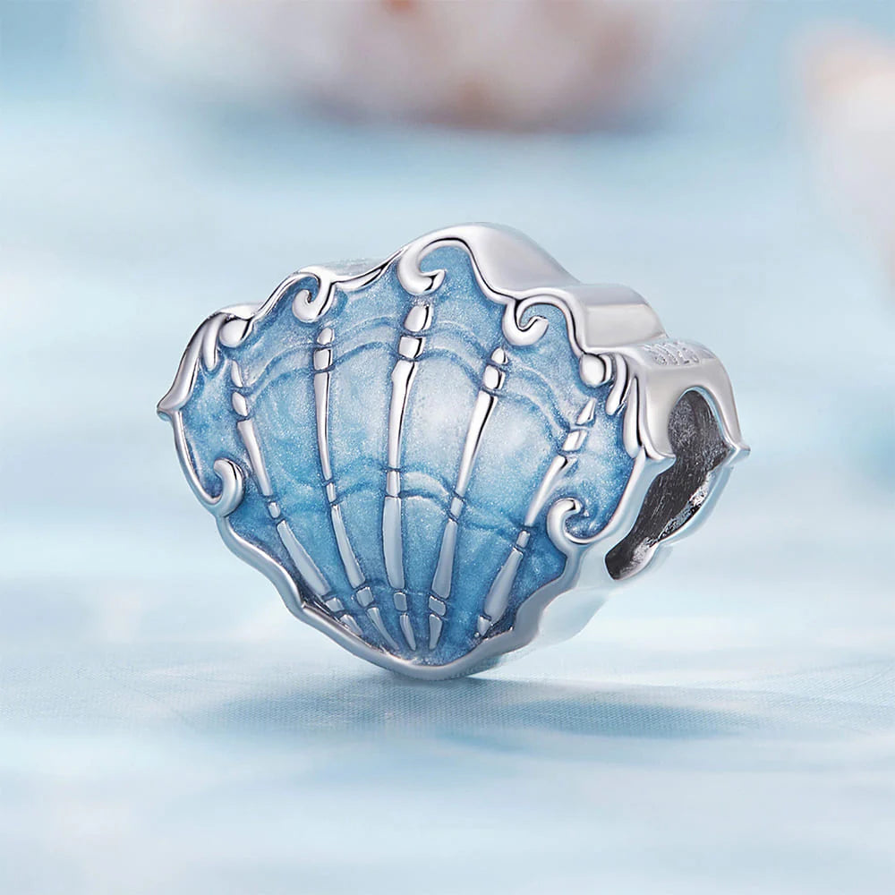 Solid 925 Signature Silver Azure Seashell Charm