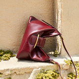 Nalandu Luxe Glossy Hobo Shoulder Bag - Wine