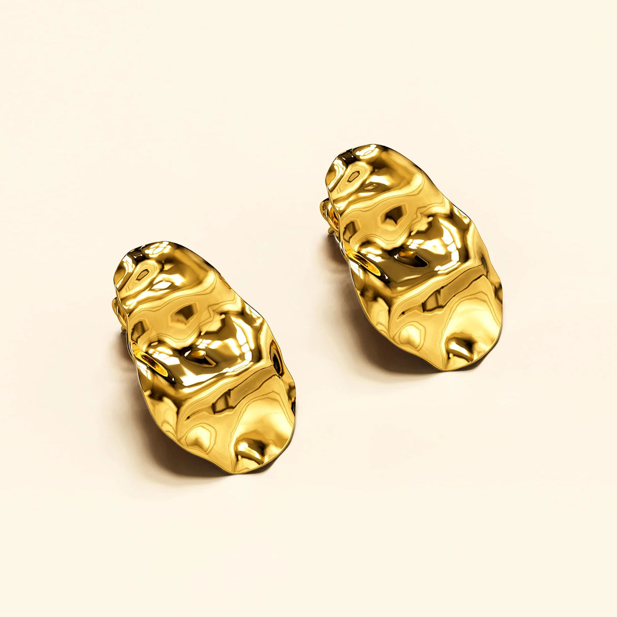 Bullion Gold Textured Stud Earrings in Gold