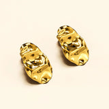 Bullion Gold Textured Stud Earrings in Gold