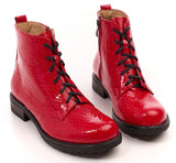 Bosccolo Womens Ankle Boots - Red Crocodile