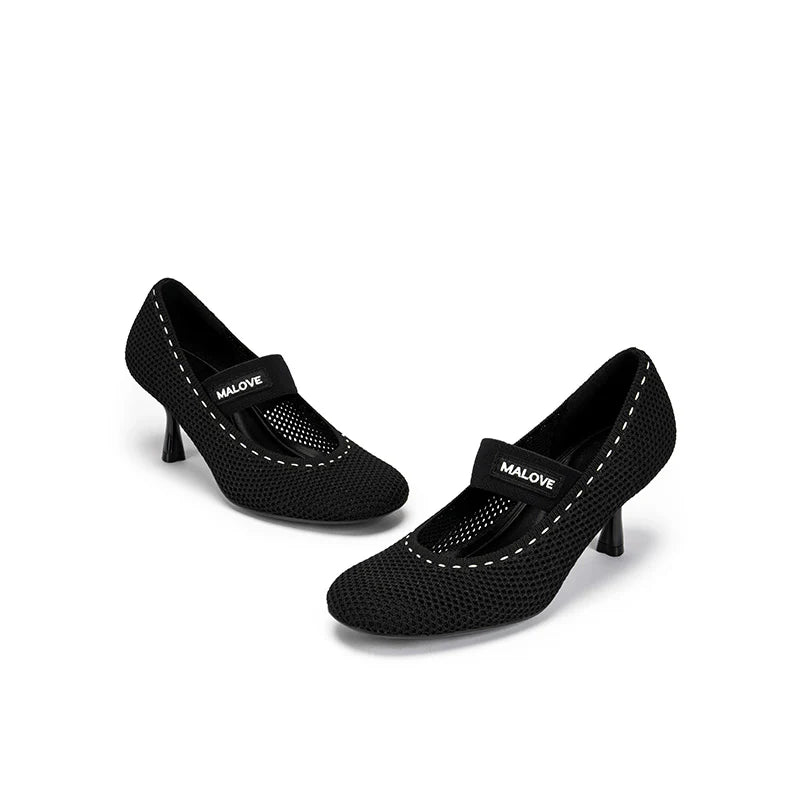 Fishnet Mary Jane Pumps - Black