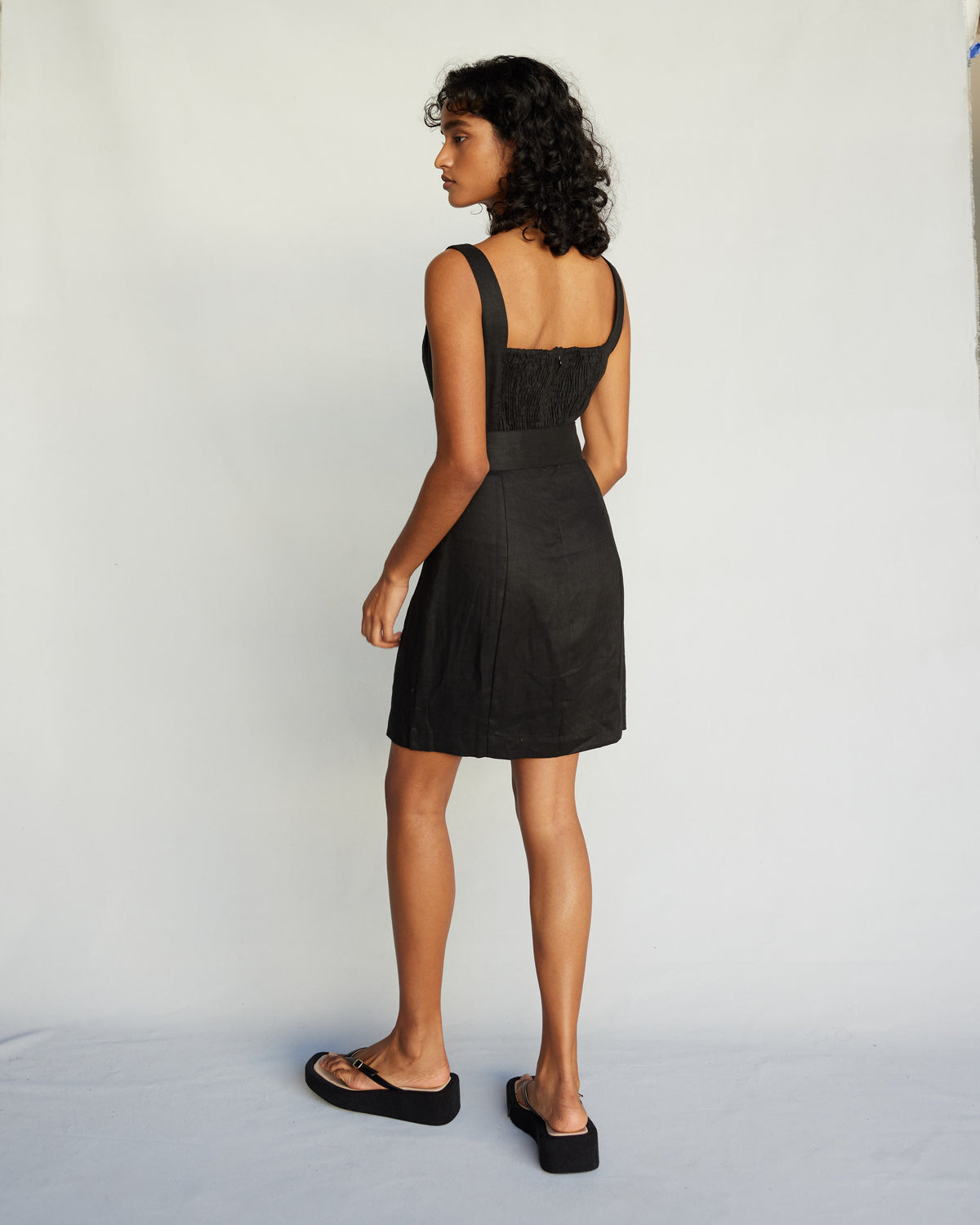 Amelius Silas Linen Mini Dress - Black