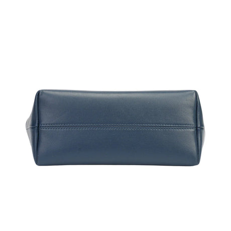 BAMEI Goatskin Leather Trapezoid Shoulder Bag - Navy