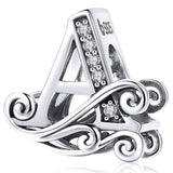 Solid 925 Sterling Silver Vintage Inspired Antique Alphabet Charm