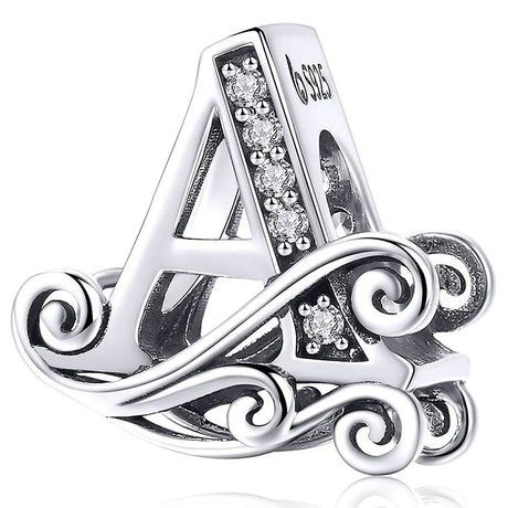 Solid 925 Sterling Silver Vintage Inspired Antique Alphabet Charm