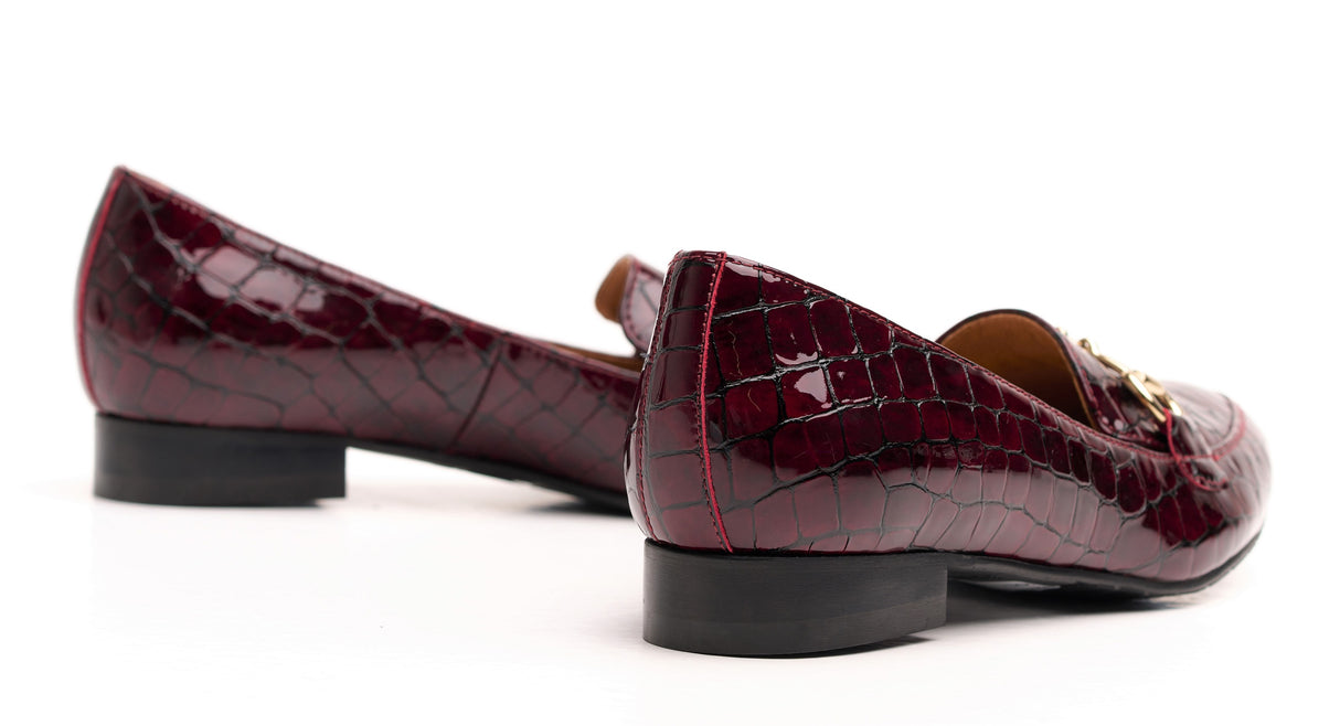 Bosccolo Womens Moccasin - Burgundy Croco