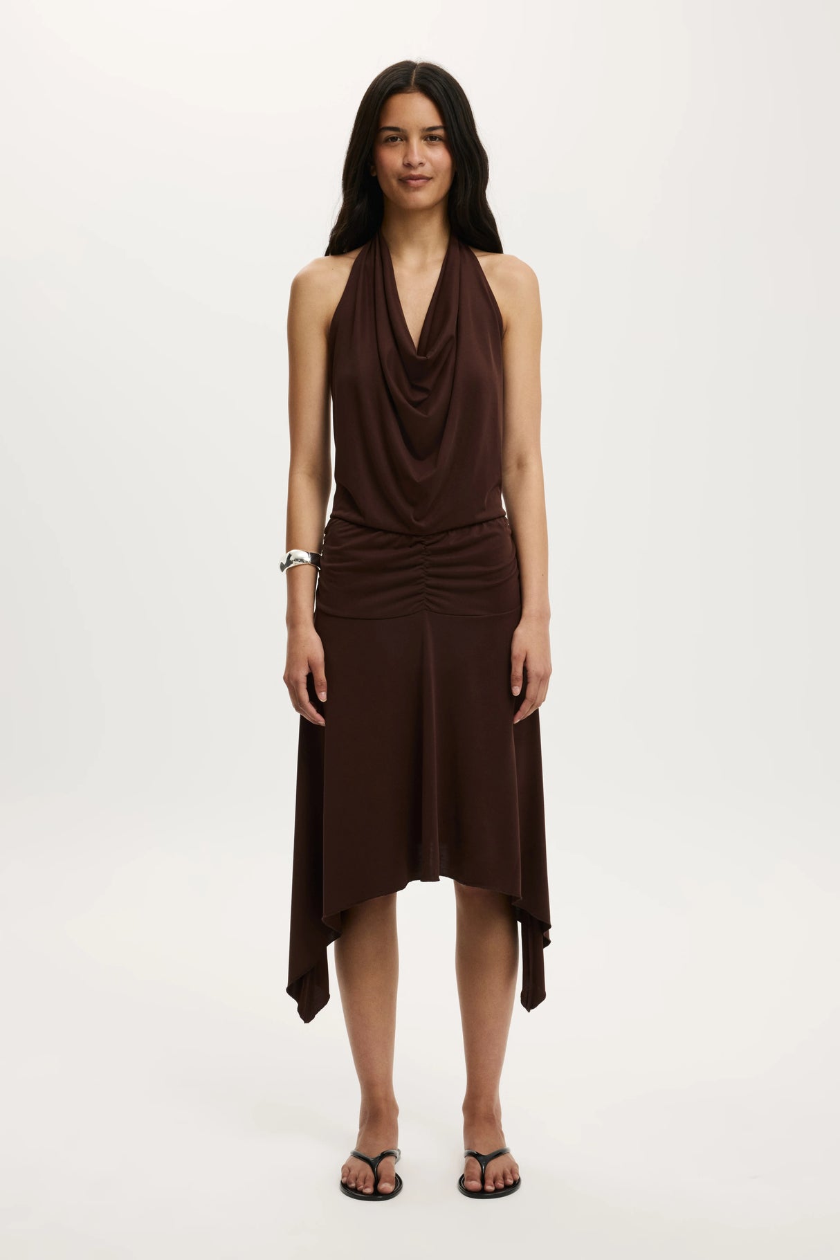 Cotton On Women's Sandy Cowl Neck Midi Dress - Dark Oak