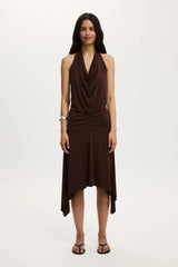 Cotton On Women's Sandy Cowl Neck Midi Dress - Dark Oak