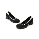Vintage Square Toe Mary Jane Pumps - Black
