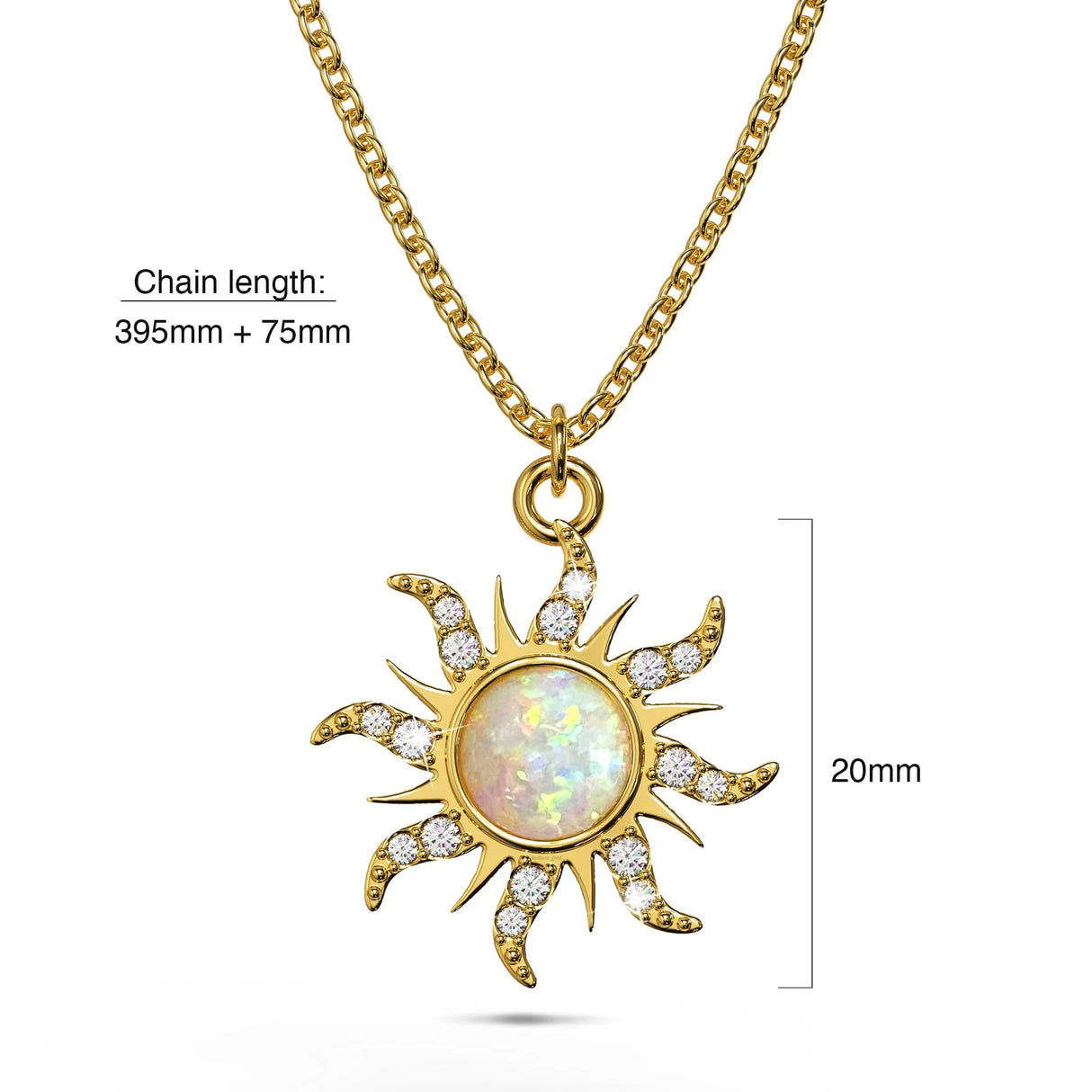 Bullion Gold Celestial Opal Sun Necklace