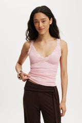 Cotton On Women's Lily Mesh Cami - Sweet Pea Pink