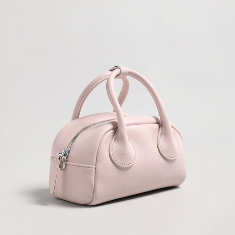 Mini Leather Bowling Top-Handle Bag - Pink