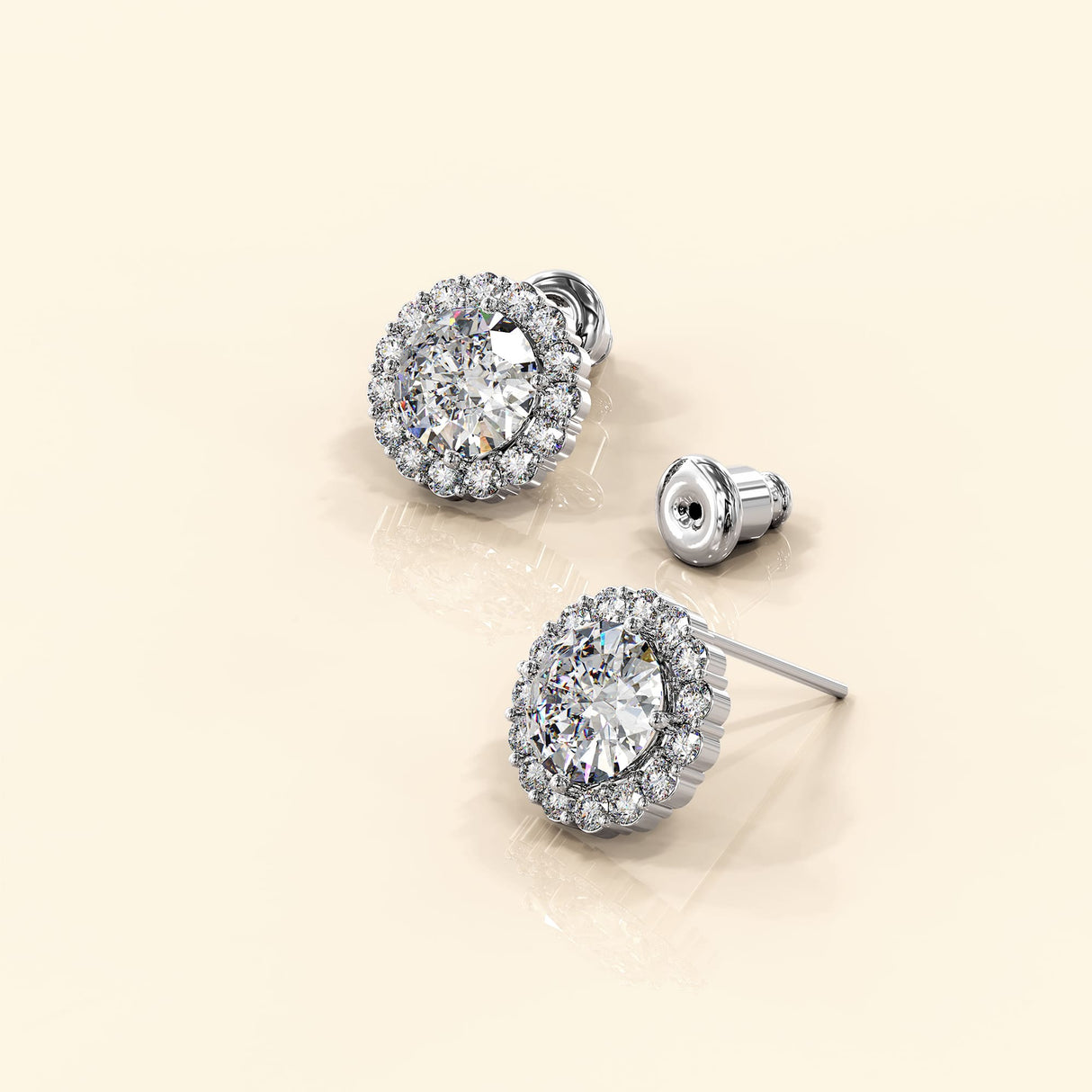 Bullion Gold Crystal Muse Sterling Silver Post Stud Earrings White Gold Copper Alloy