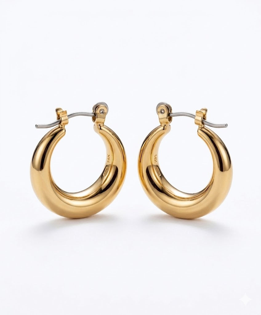 Liv Oliver 18K Gold Polished Hoop Earrings