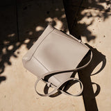Nalandu Luxe Genuine Leather Bucket Tote Shoulder Bag - Taupe