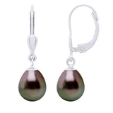 Earrings of Silver 925 and Real Cultured Tahiti Pearls Pear 8-9 mm - Longueur 18 cm