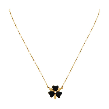 Furla Flora Gold-Tone & Black Enamel Necklace