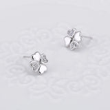 Solid 925 Sterling Silver Heart Petals Studs Earrings