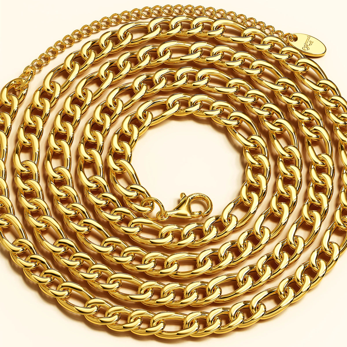 Bullion Gold Figaro Chain Link Gold Plated Necklace