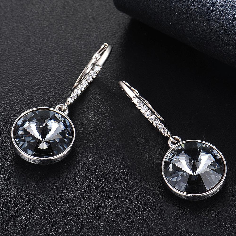 Krystal Couture Precious Drop Earrings Silver Night Embellished with SWAROVSKI Crystals