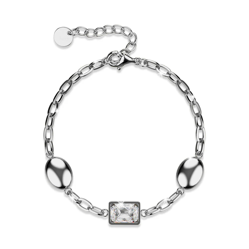 Krystal Couture Oval Square Zirconia Bling Bracelet in White Gold