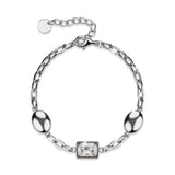 Krystal Couture Oval Square Zirconia Bling Bracelet in White Gold
