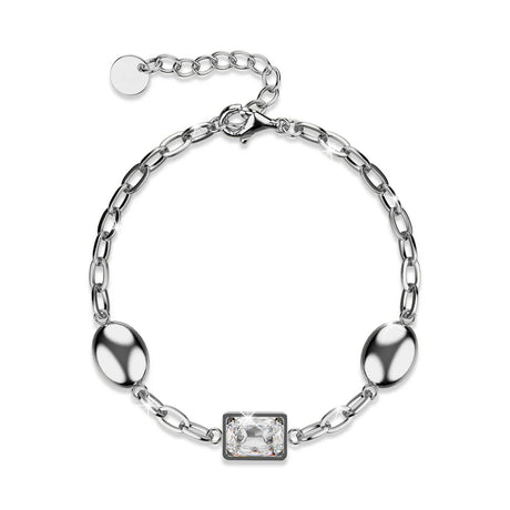Krystal Couture Oval Square Zirconia Bling Bracelet in White Gold