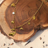 Bullion Gold Beaded Sea Gold Charm Gold Necklace
