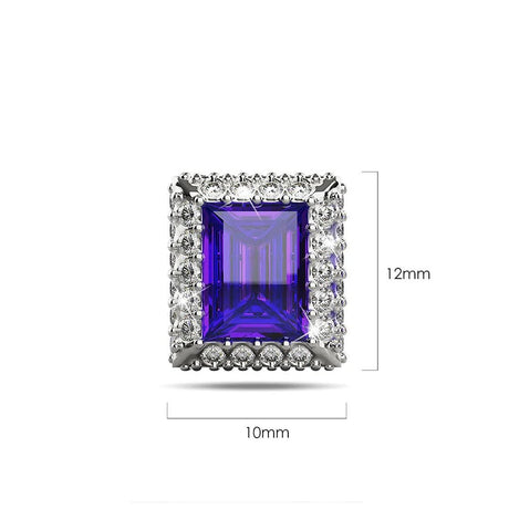 Krystal Couture Square Tanzanite Stud Earrings Embellished with Crystals from SWAROVSKI