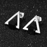 Bullion Gold Modern Geometric Style Stud Earrings Circles White Gold