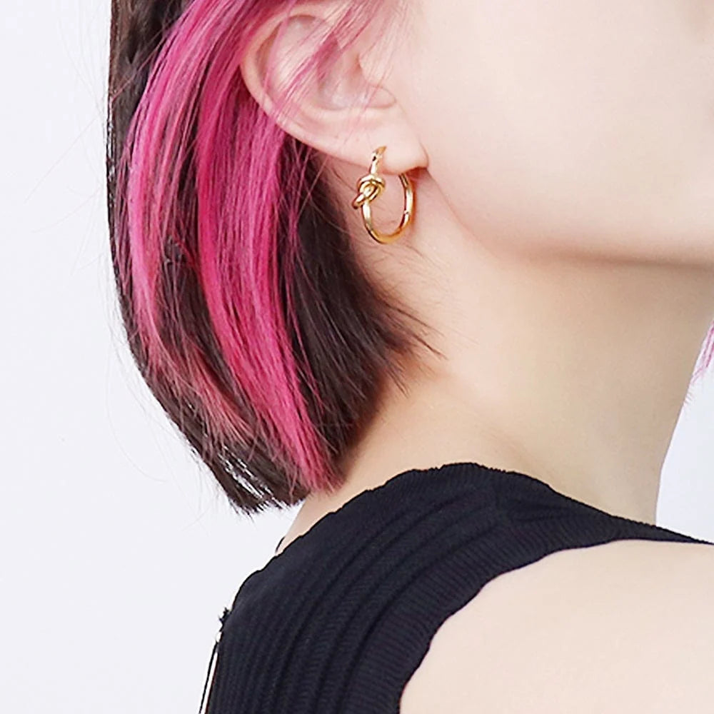 Bullion Gold Golden Knot Hoop Earrings Extra Large