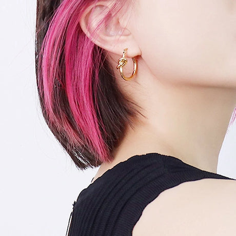 Bullion Gold Golden Knot Hoop Earrings Extra Large
