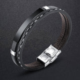 Daily Wear Minimalistic Vegan Leather Bracelet Gun Black