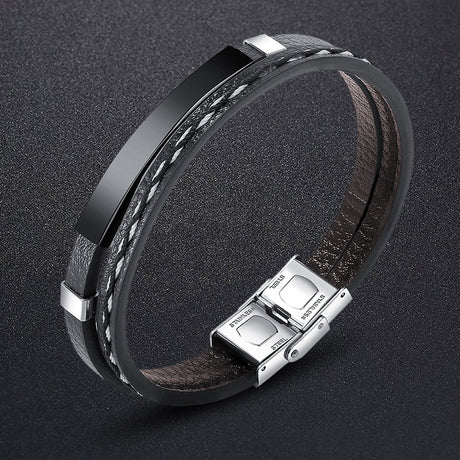 Daily Wear Minimalistic Vegan Leather Bracelet Gun Black