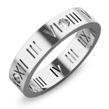 Bullion Gold Romanian Numeral Ring in White Gold