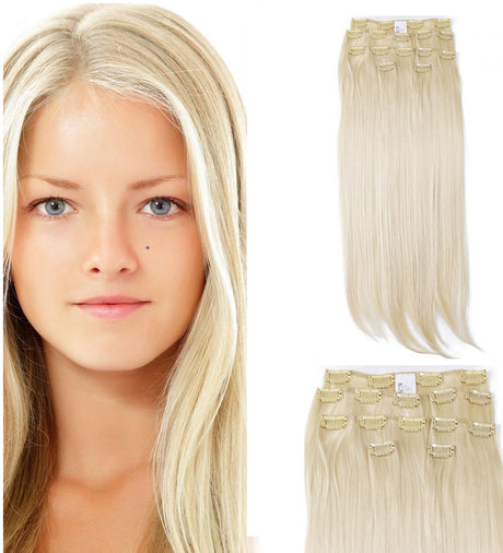 Thick Quality Light Blonde Synthetic Hair  7Piece 16Clips 22"  Straight