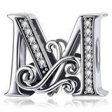 Solid 925 Sterling Silver Vintage Inspired Antique Alphabet Charm