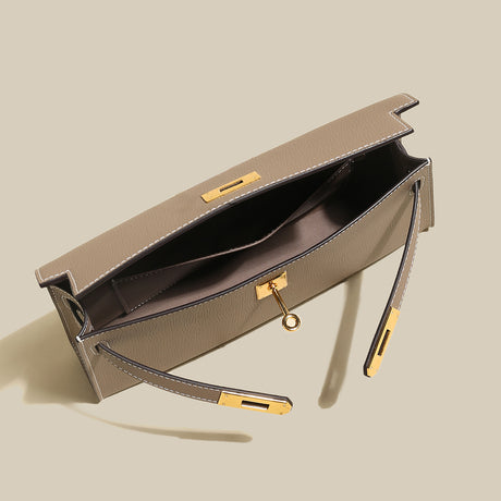Camille Palm-Grain Calfskin Shoulder Bag - Taupe