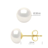 Earrings Real Cultured Freshwater Pearls Button 7-8 mm - Natural White - Longueur 42 cm