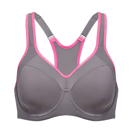 Full Support High Impact Padded Sports Bra - Grey