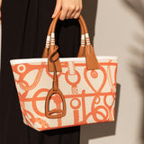 Colorful Abstract Top Handle Bag - Orange